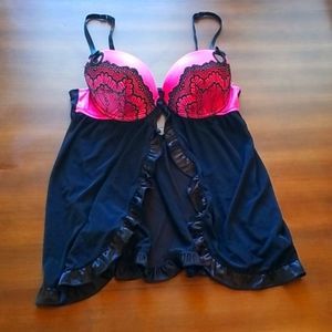 Pink and black babydoll